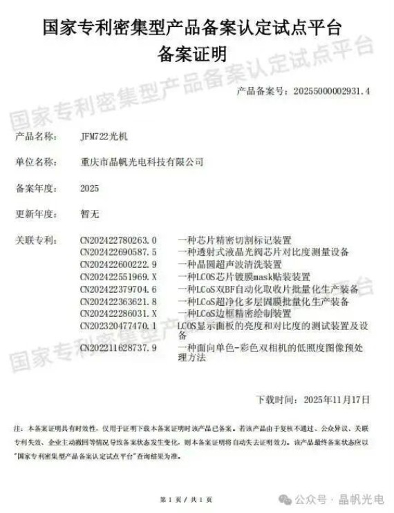 双重认证！晶帆光电两款核心产品斩获9项专利 +通过“国家专利密集型产品认定”硬核实力领跑行业5.jpg